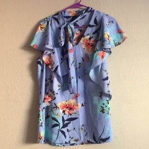 Tall Ruffle Top with Neck Tie